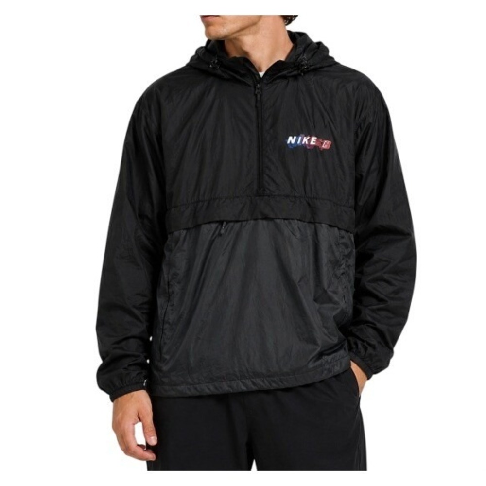 Nike SB Mens M Black Packable Anorak Half Zip Windbreaker Jacket